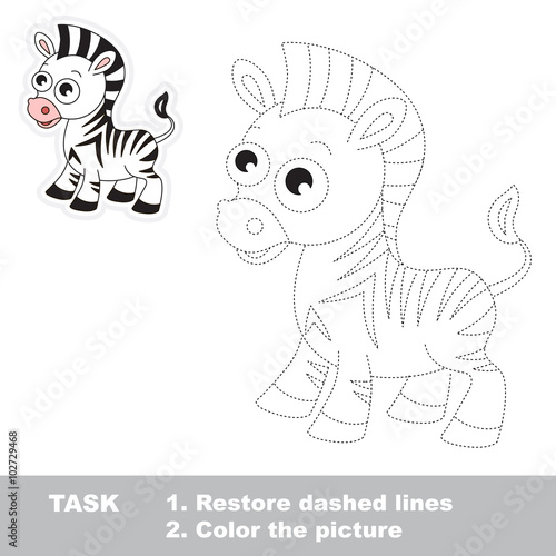 Zebra to be traced. Vector trace game.