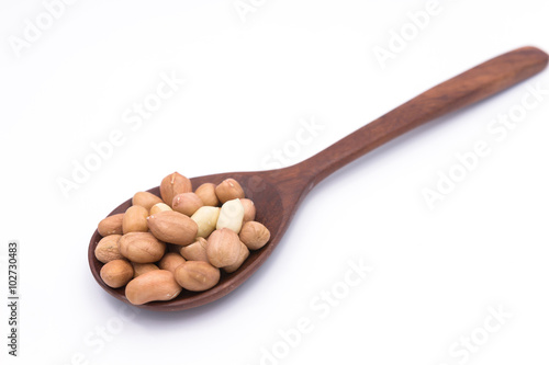 Peanut in Gunny Bag on white background