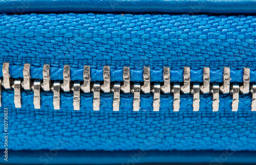 open zipper on a bag closeup