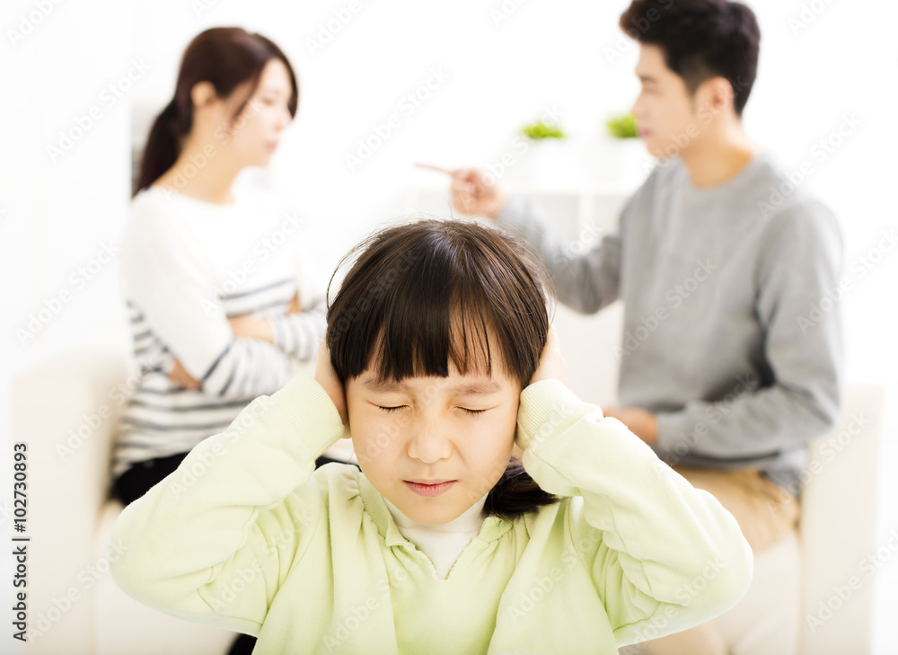 Parents fighting and little girl being upset Parents fighting and little girl being upset
