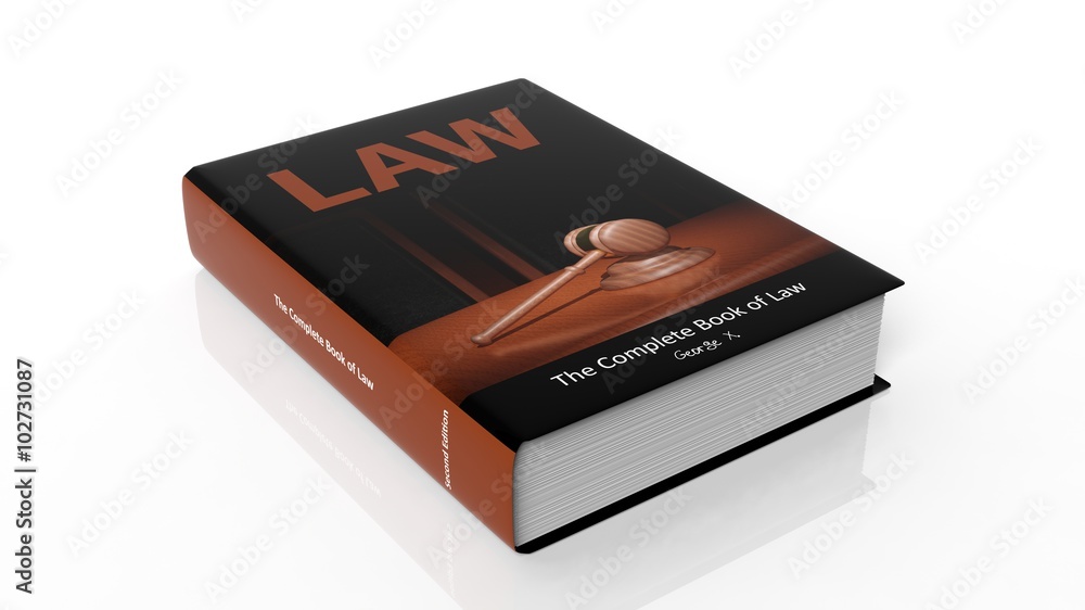 Hardcover book Law with illustration on cover, isolated on white background. Hardcover book Law with illustration on cover, isolated on white background.