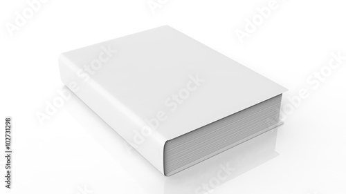 Book with blank hardcover, isolated on white background.