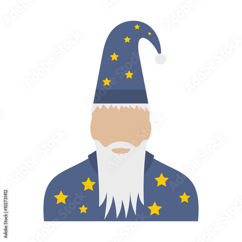 Wizard in a hat with stars flat 