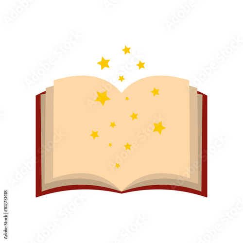 Magic book of spells open flat