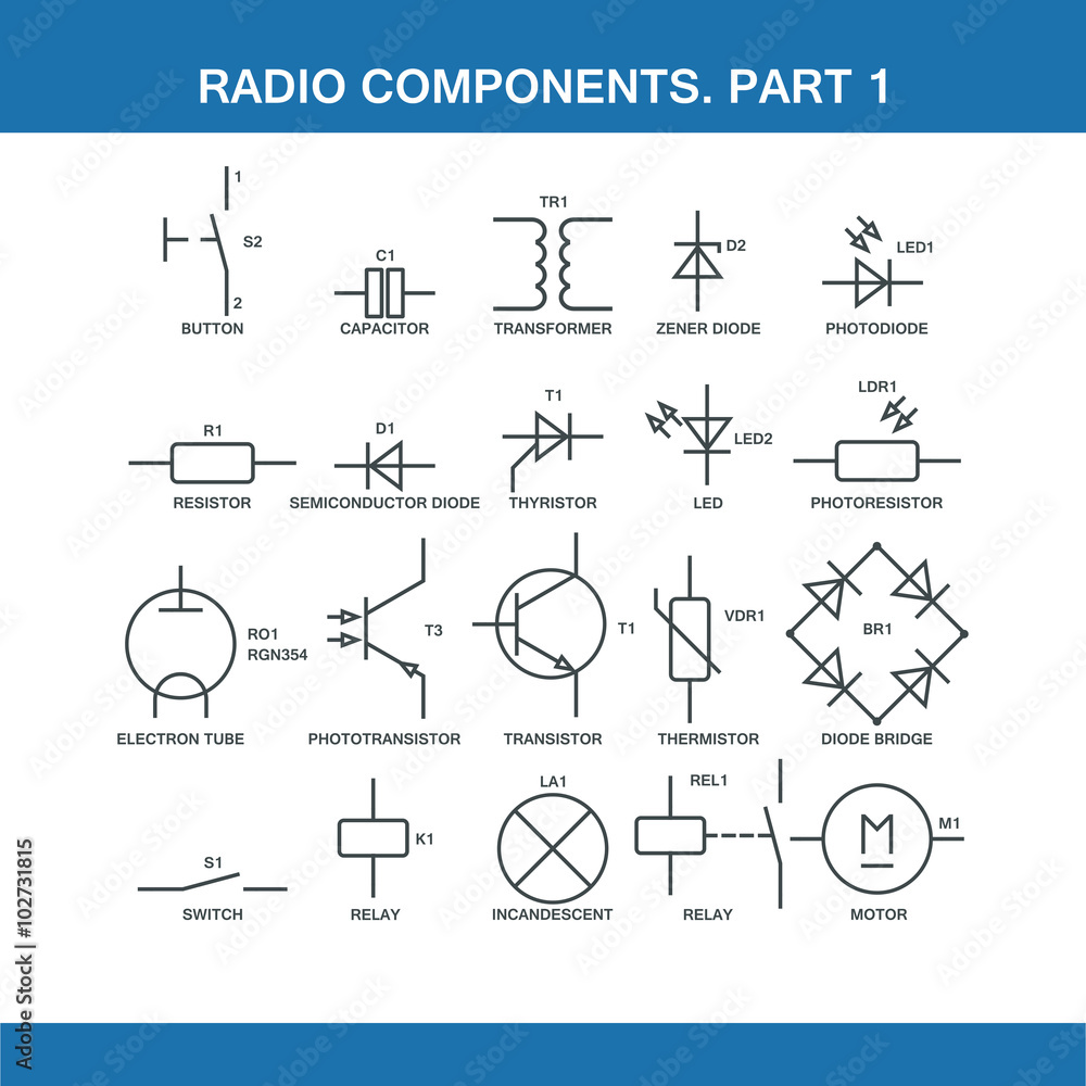 designation of components in the wiring diagram Stock Vector | Adobe Stock