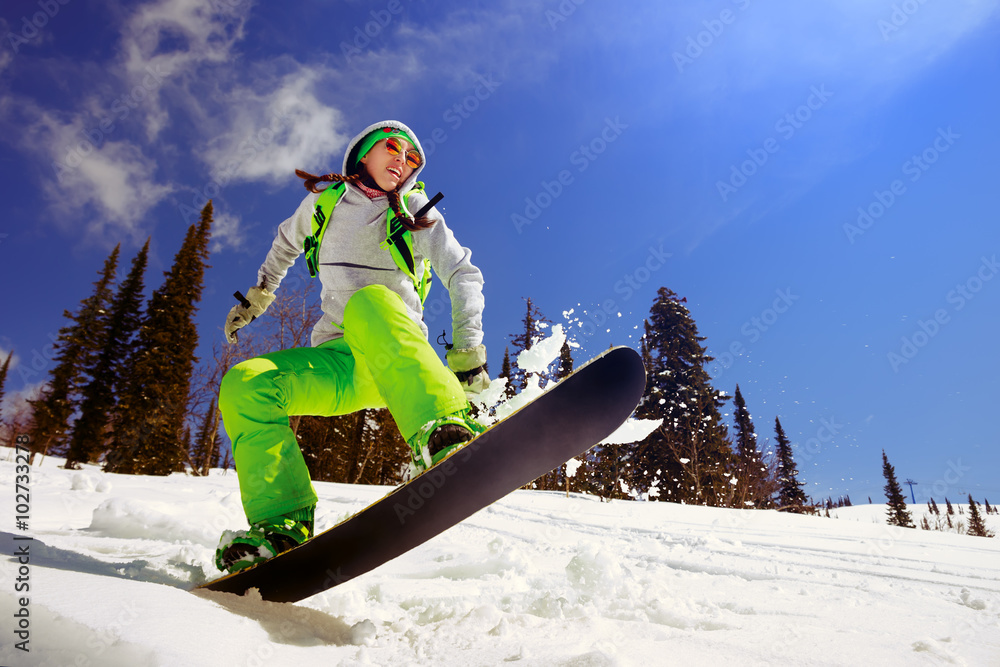 Snowboarder jumping