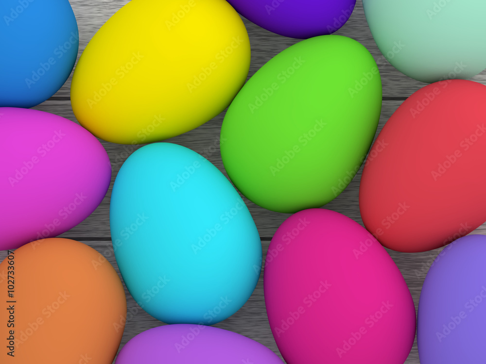 Easter eggs lying on wooden desk Easter eggs lying on wooden desk
