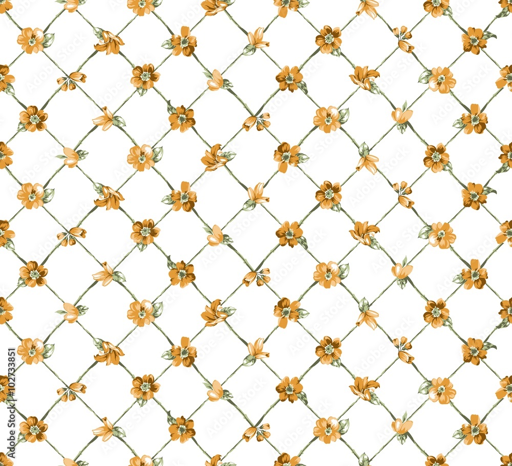 Live Fence with Yellow Flowers Seamless Pattern Live Fence with Yellow Flowers Seamless Pattern