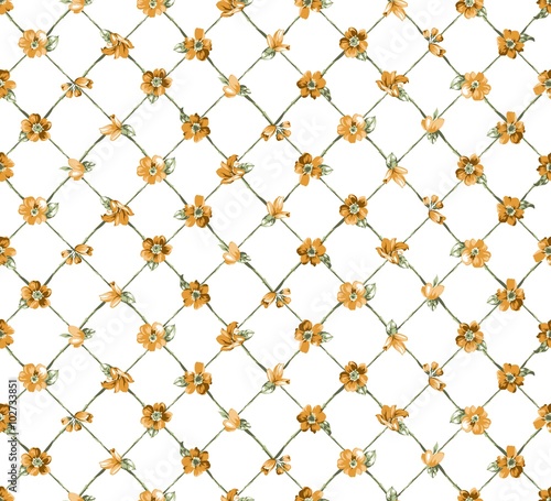 Live Fence with Yellow Flowers Seamless Pattern