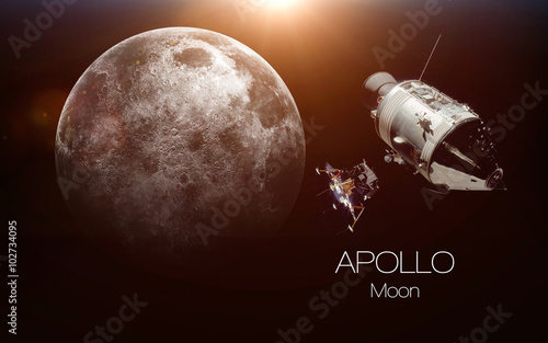 Naklejka Księżyc - statek kosmiczny Apollo. To elementy obrazu dostarczone przez NASA.