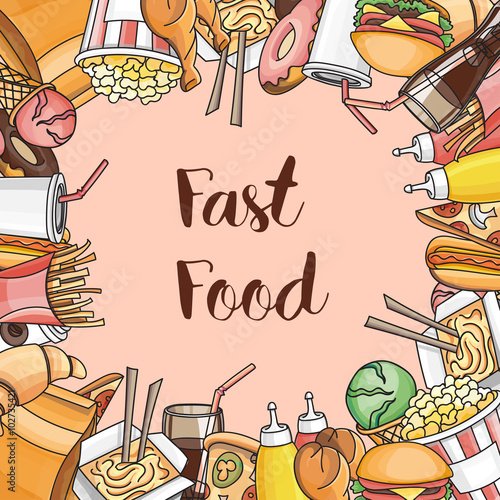 Doodle vector fast food