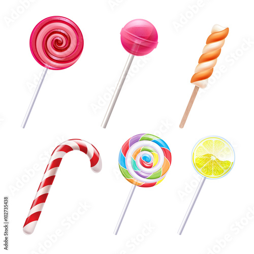 Colorful sweets icons set - vector illustration.