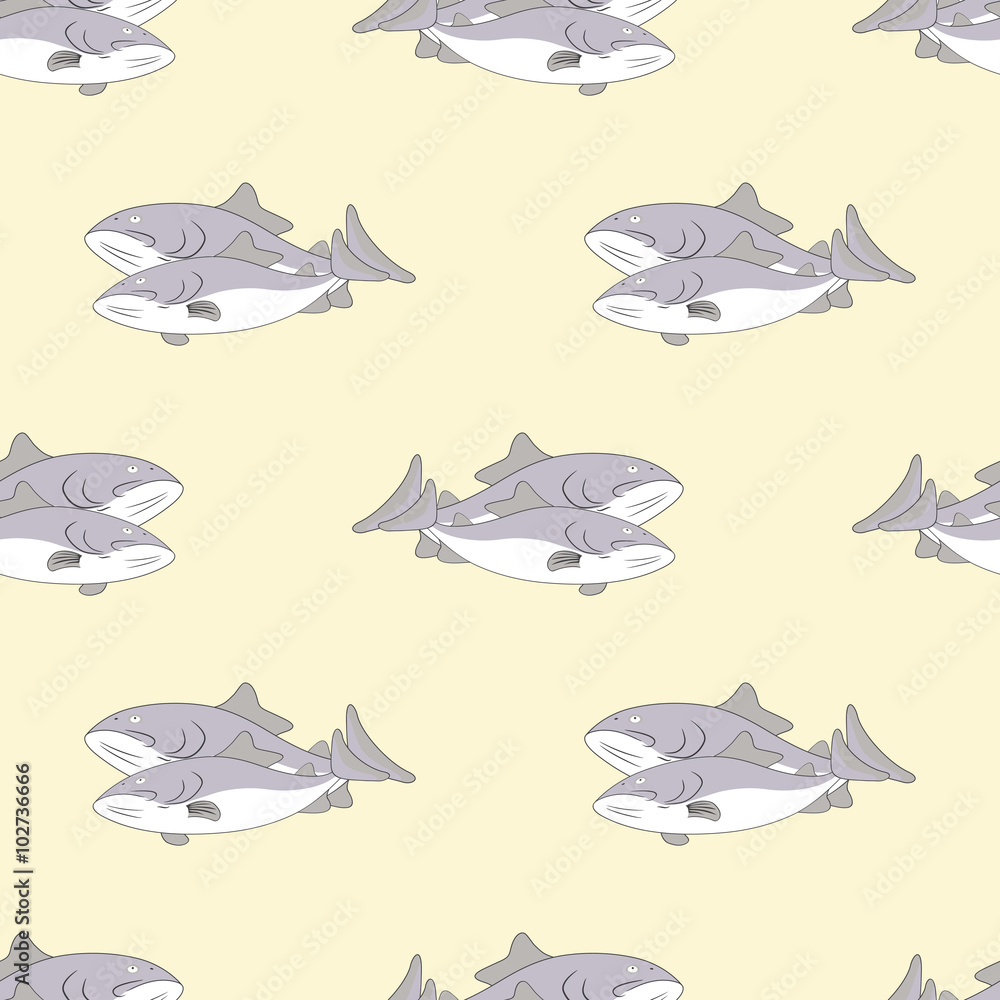 Seamless pattern for cooking fresh fish Seamless pattern for cooking fresh fish