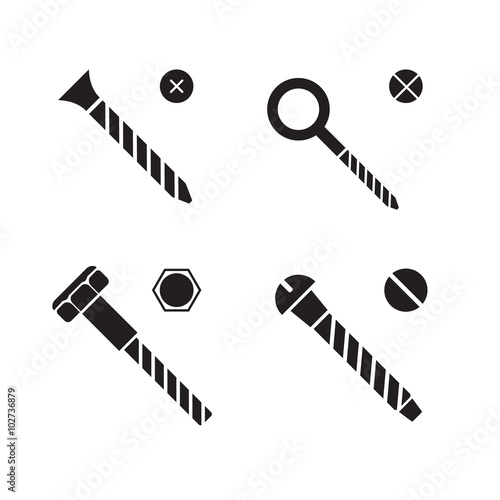 Screws, nuts and rivets icons