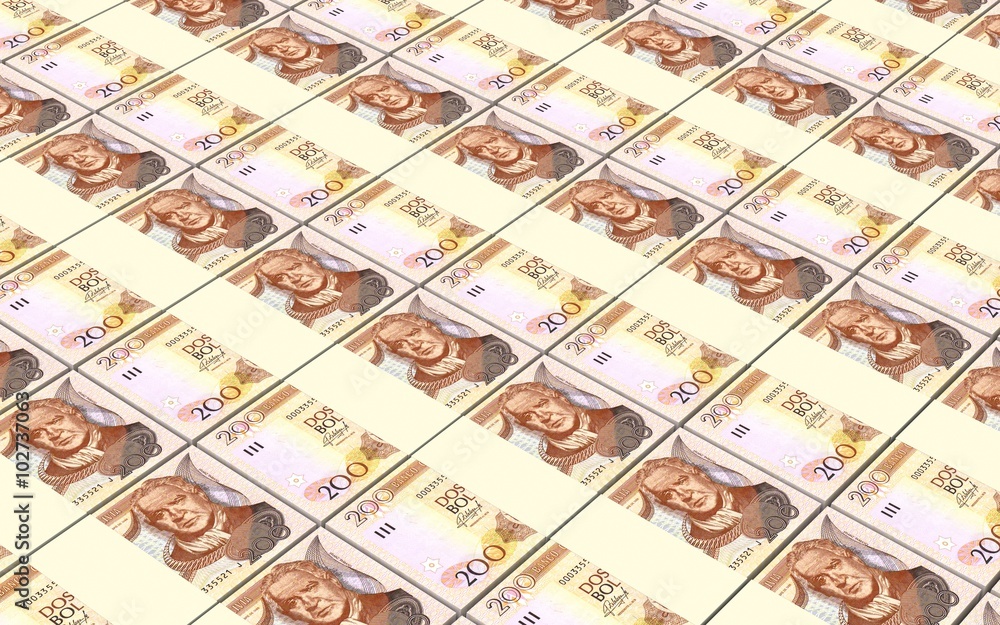 Bolivian boliviano bills stacks background. Computer generated 3D photo rendering Bolivian boliviano bills stacks background. Computer generated 3D photo rendering
