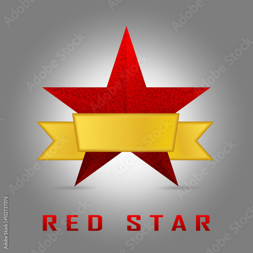 Vector illustration of red star award with shiny ribbon with spa