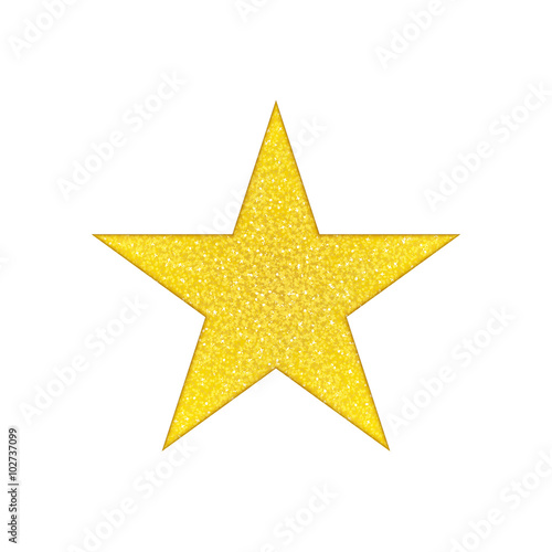 Single golden star shine on white background