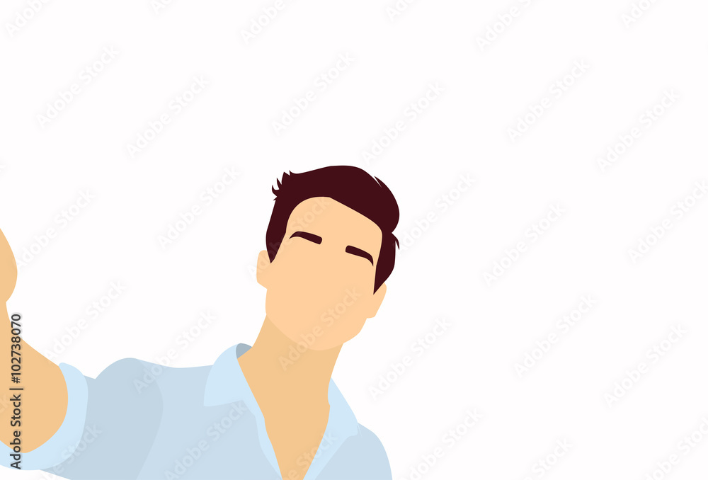 Silhouette Colorful Man Taking Selfie Photo On Smart Phone Silhouette Colorful Man Taking Selfie Photo On Smart Phone