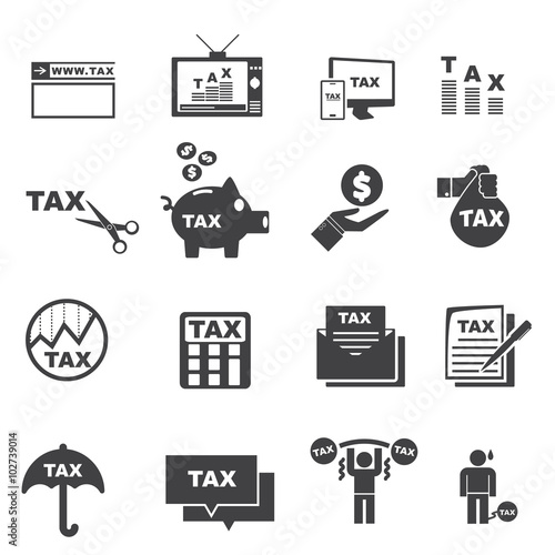 tax icon silhouette vector set