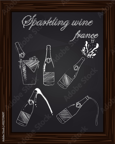 five beautiful champagne bottles