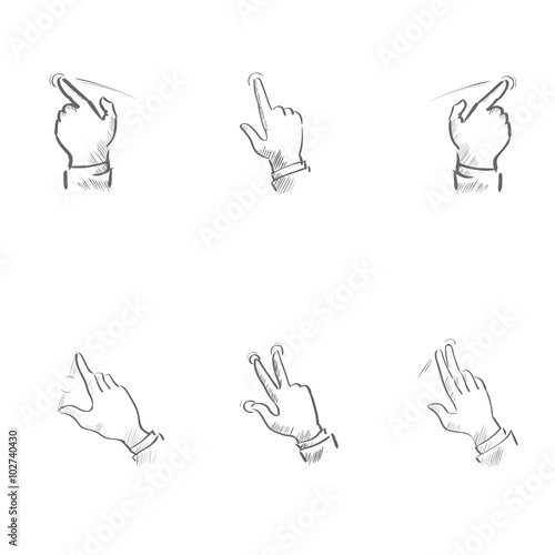 Sketch Finger Gesture Touch Screen Sign Set Collection 