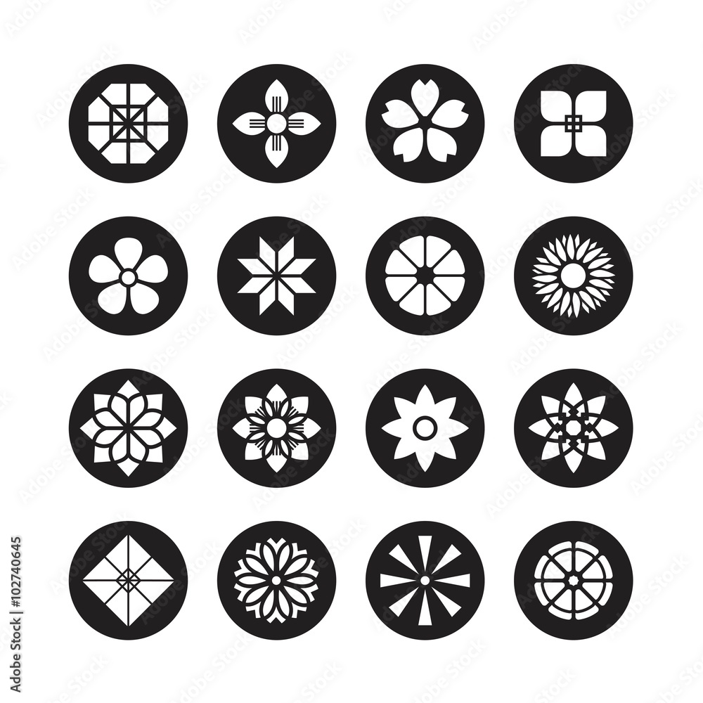 Flowers ornament icon,vector set Flowers ornament icon,vector set
