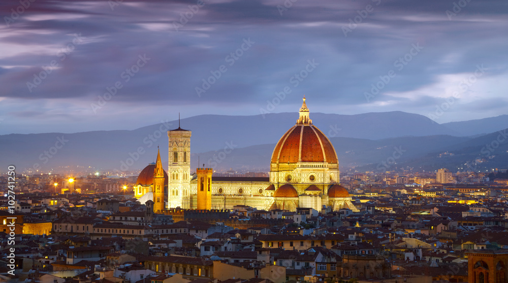 After sunset view of Cathedral  Santa Maria del Fiore. Florence,