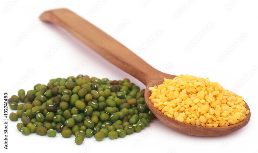 Mung bean in wooden spoon Mung bean in wooden spoon