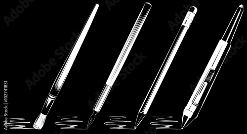 Fotografie Vector brush set on black background