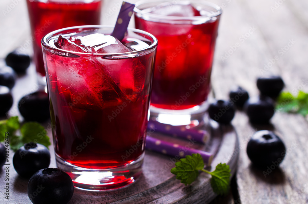 Transparent drink blueberries Transparent drink blueberries