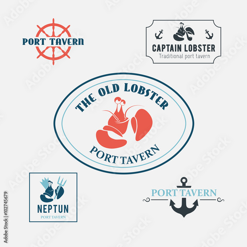 Seafood labels and design elements