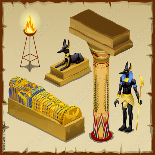 Fototapeta Egyptian symbols of ancient civilization, big set