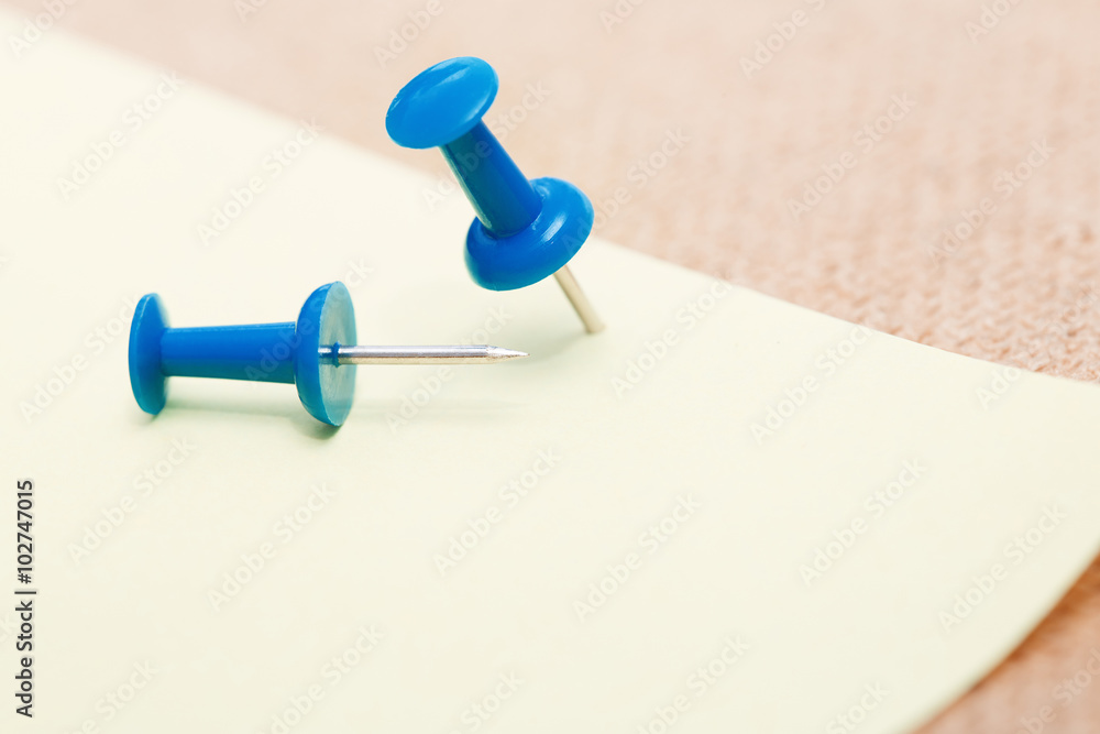 Adhesive note and pushpins Adhesive note and pushpins