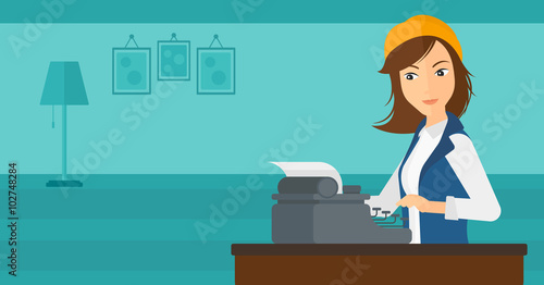 Reporter working at typewriter.