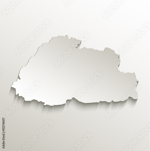 Bhutan map card paper 3D natural vector