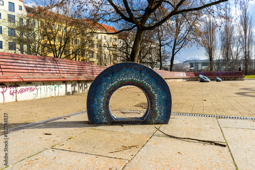 creative installations on a playgroud in Berlin Friedrichshain photo