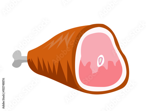 Cartoon ham  vector illustration on white background