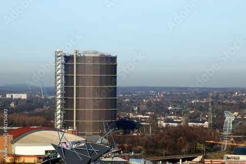 Fotografie Gasometer und Blick übers Centro in Oberhausen, Deutschland