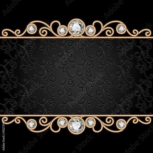 Gold jewelry frame on black