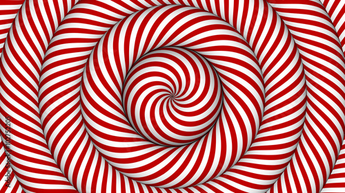 hypnotic background with red and white concentric circles in motion