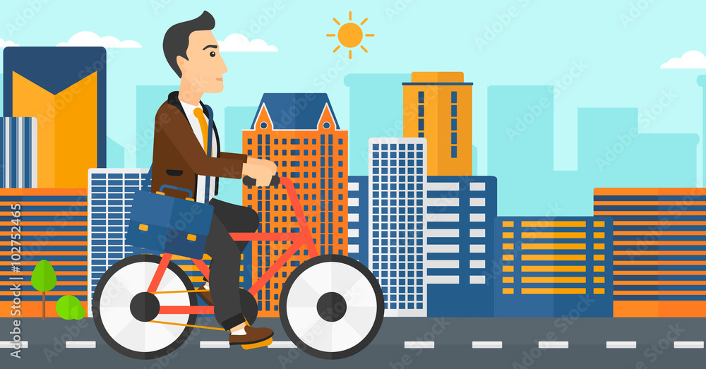 Man cycling to work. Man cycling to work.