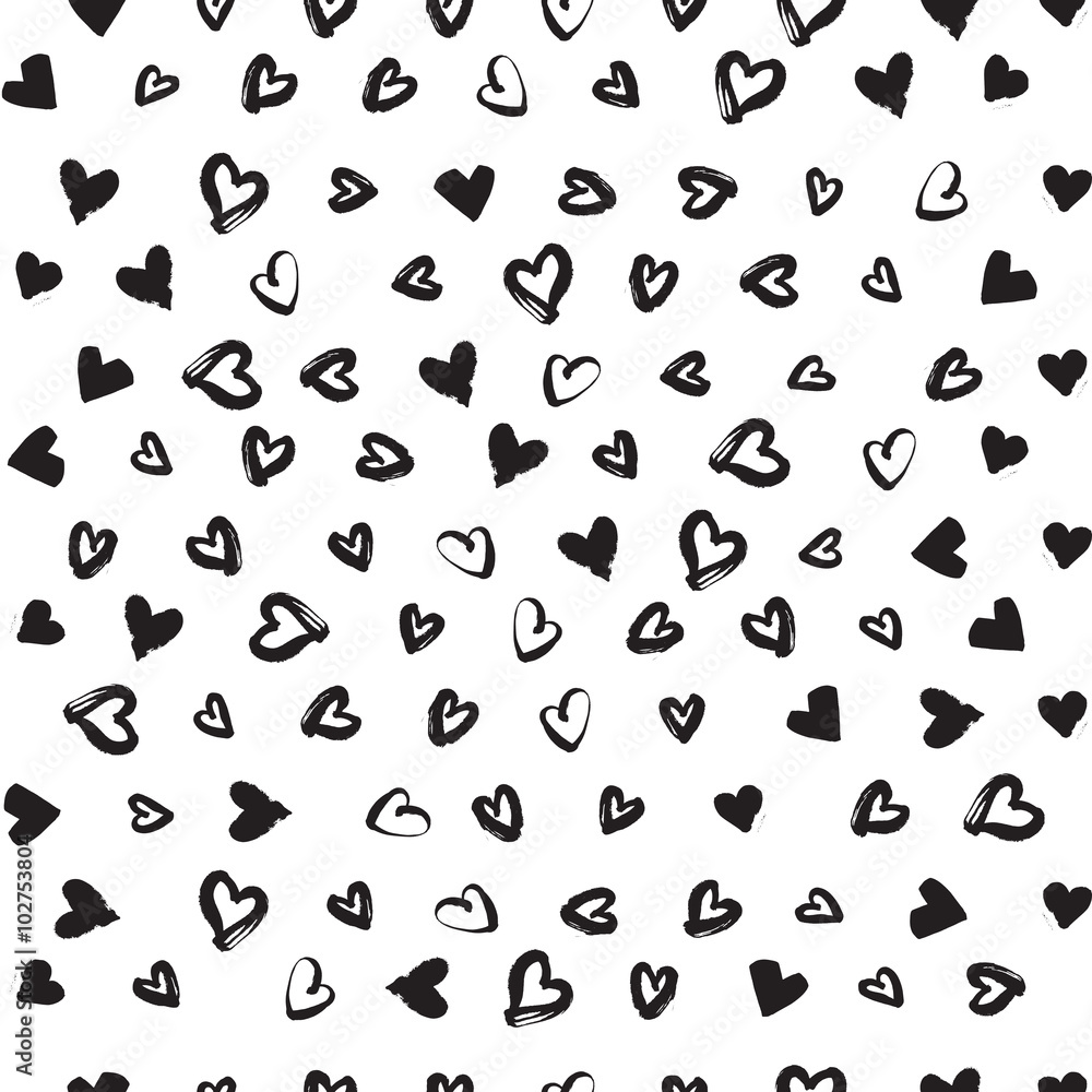 Hand-drawn seamless pattern with hearts Hand-drawn seamless pattern with hearts