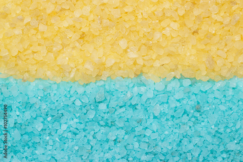 blue and yellow aromatic bath salt background blue and yellow aromatic bath salt background