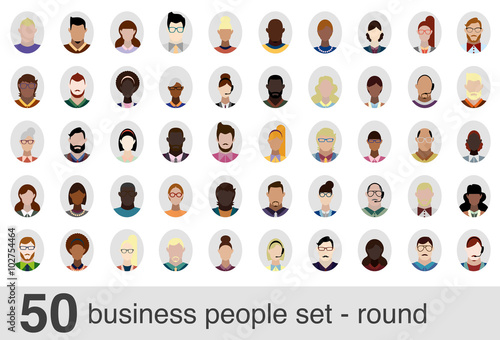 50 business people set - round
