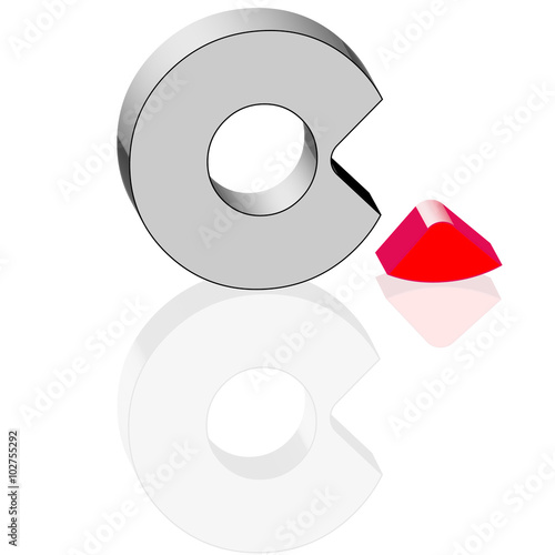 O Strich rot abgefallen