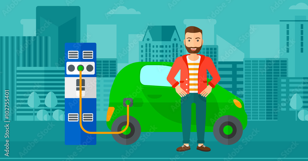 Charging of electric car. Charging of electric car.