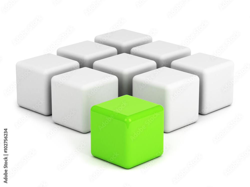 bright green box ouf of the crowd concept bright green box ouf of the crowd concept