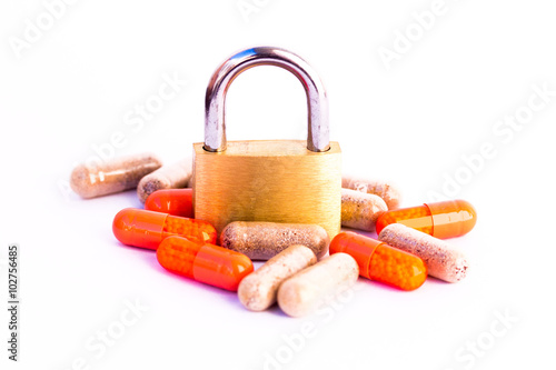 Padlock and medicine