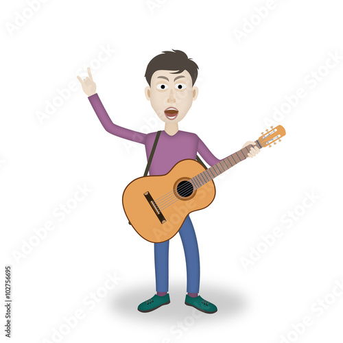 man sings and plays the gui...