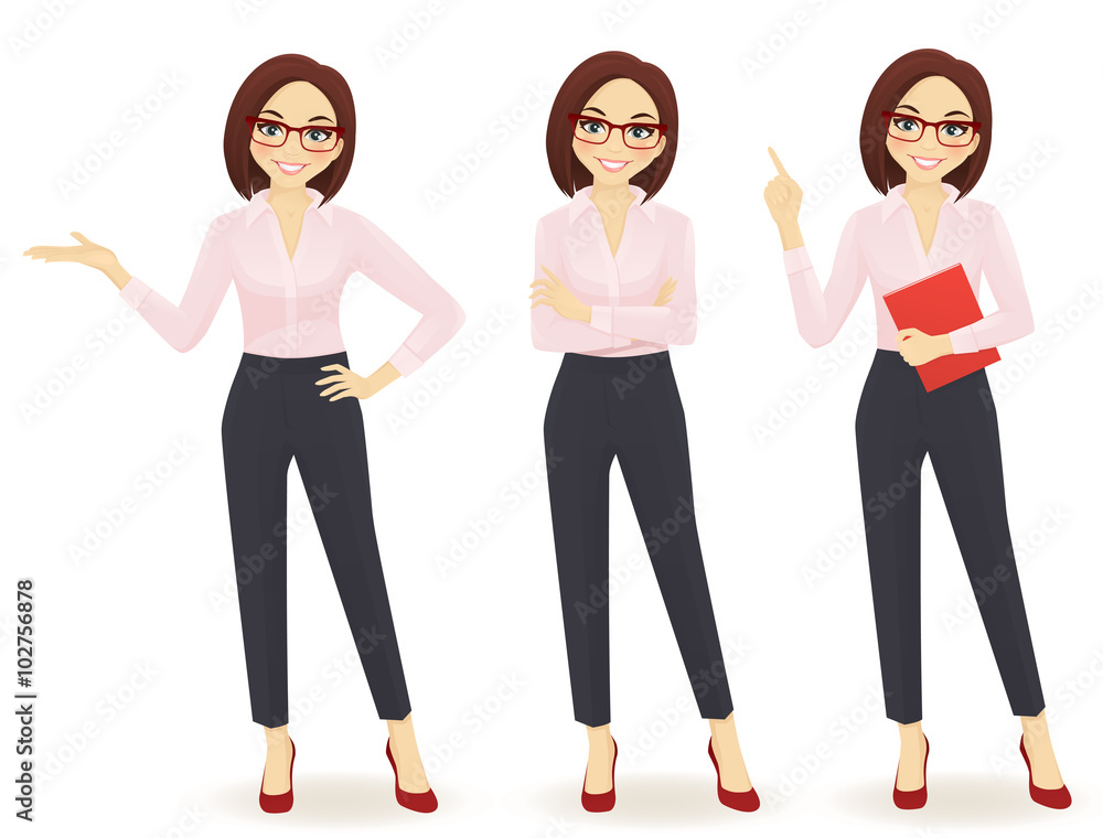 Obraz premium Elegant business woman in different poses